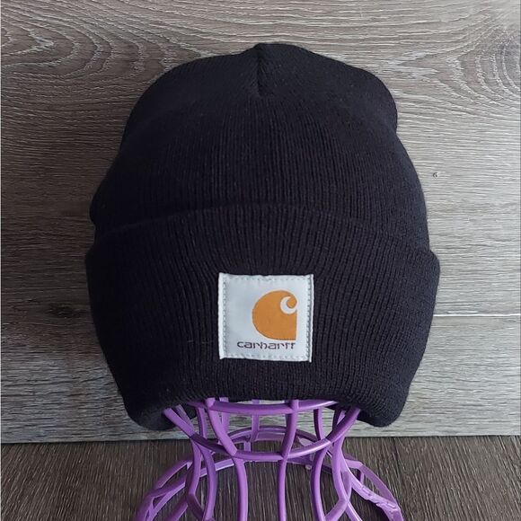 Carhartt Black Knit Hat with Logo - Picture 1 of 3